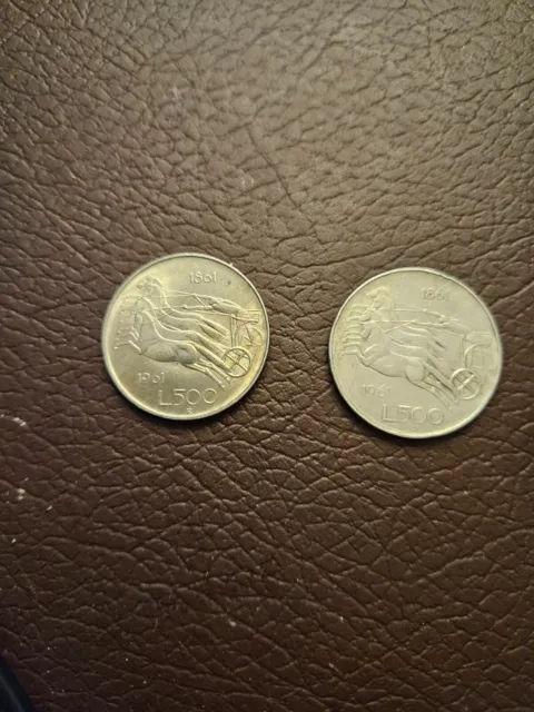 Due Monete 500 Lire Argento 1964 1966