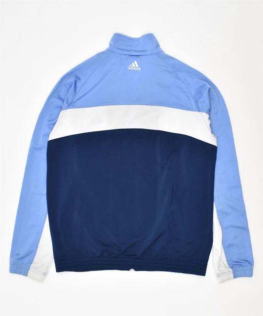 ADIDAS Girls Tracksuit Top Jacket 11-12 Years Blue Colourblock Polyester CX21 2