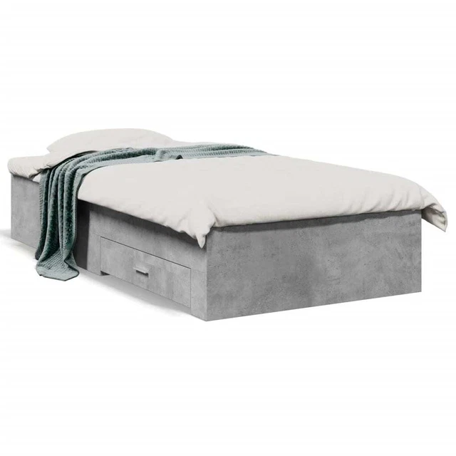 BED FRAME WITH Drawers Concrete Grey 90x200 cm Engineered Wood vidaXL £ ...