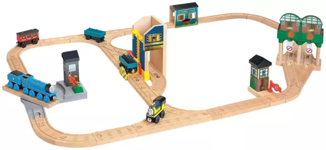 Juego de motores azules Logan & The Big Blue de ferrocarril de madera Fisher-Price Thomas & Friends nuevo en caja