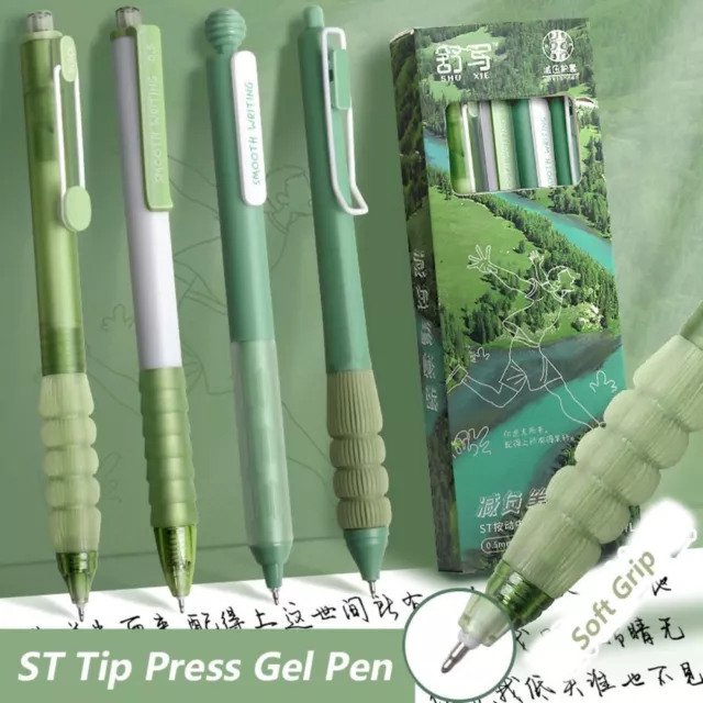 4PCS/Box Press Type Gel Pen 0.5mm Black Ink Writing Tool Ballpoint Pen  Student