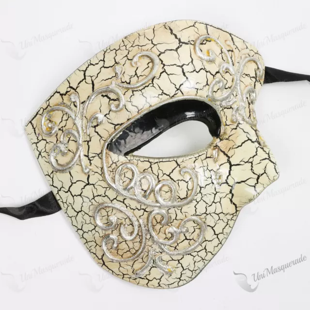 Silver Half Phantom of the Opera Venetian Costume Masquerade Mask Mardi Gras
