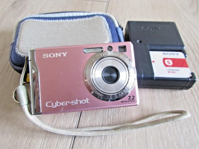 Sony Cyber-shot DSC-W80 7.2MP Zeiss Digital Camera Pink w Case, Battery Charger