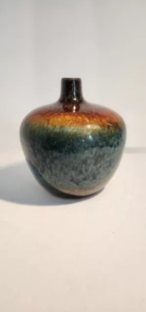 6-1/2" Tall, Ceramic Pottery Vase, Multicolored Glazed,