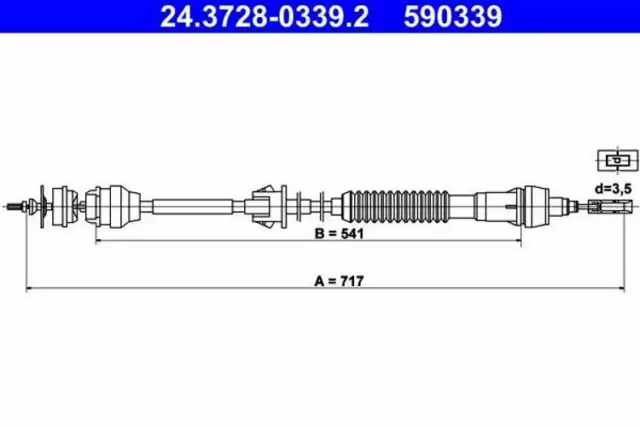 ATE Câble d'embrayage Câble d'Embrayage 24.3728-0339.2 pour CITROËN XSARA (N1)