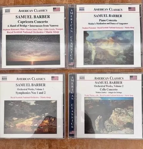 Samuel Barber:  Symphonies 1-2, Cello & Piano concerto, Capricorn (4 CDs Naxos)