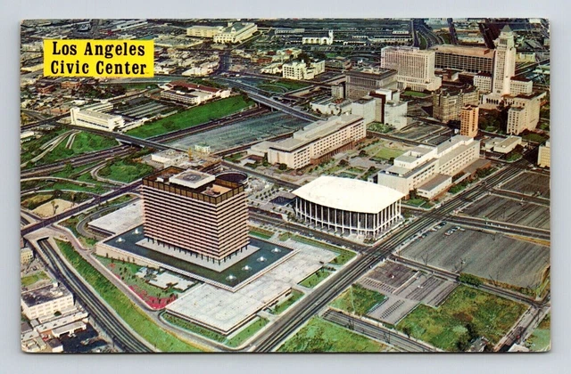 Los Angels California Civic Center Aerial View Downtown LA Vintage PM Postcard