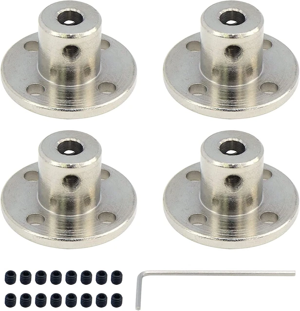 Sydien 4Pcs 4Mm Rigid Flange Shaft Coupling Motor Guide Shaft Coupler Connector