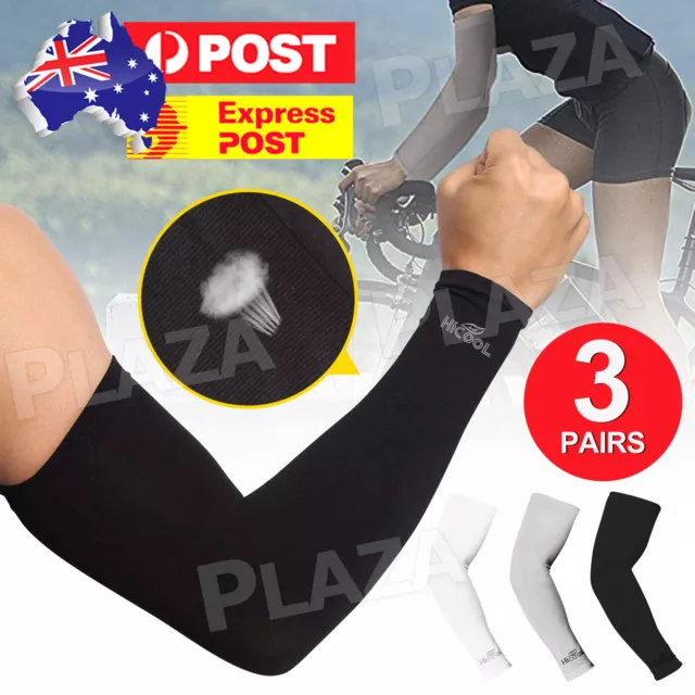 3 Pairs Cooling Sport Arm Sleeves Sun UV Protection Covers Cycling Golf Tennis