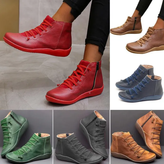 Women Winter Shoes Ankle Boots Shoes PU Leather Stitch Shoes Flat Heels Loafers