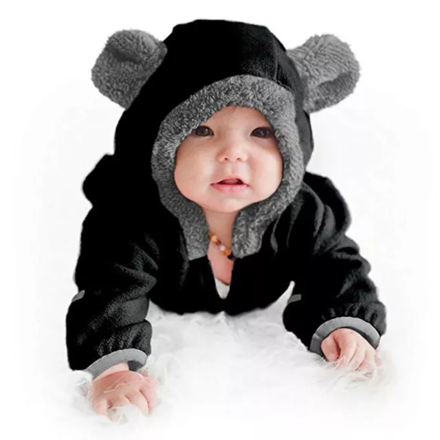 Newborn Baby Boy Girl Kids Hooded Romper Jumpsuit Bodysuit Clothes Outfits US US 2