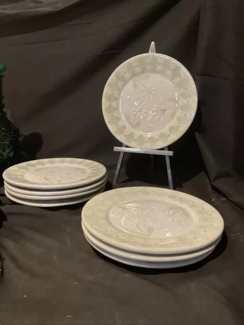 Block Deb Mores Loves Me Just Picked Daisy Set Of 8 Salad Plates 8 3/4 In