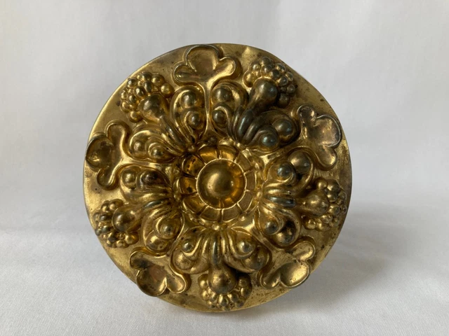 5" Antique Brass Gilt 19th Century Victorian Rosette Curtain Tie Back Hardware 15