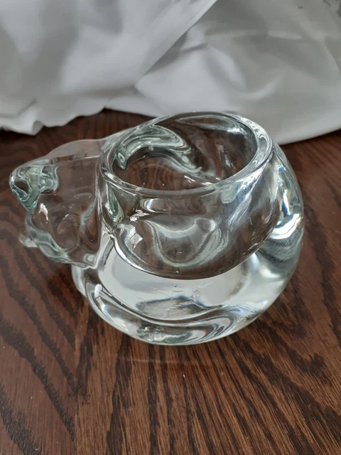 Clear Glass Sleeping Cat Votive Candle Holder