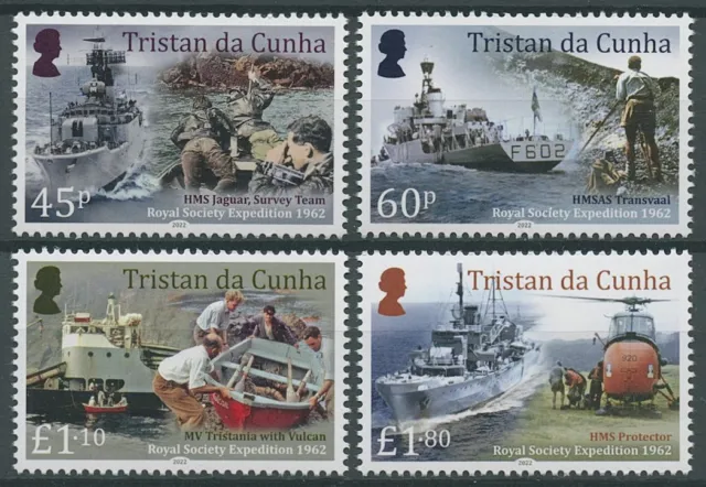 Tristan da Cunha 2022 MNH Ships Stamps Volcanoes Pt 2 1962 Expedition 4v Set