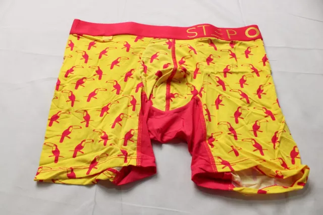Step One Men's Toucan Print Bamboo Boxer Briefs CL5 Pink/Yellow Large NWT