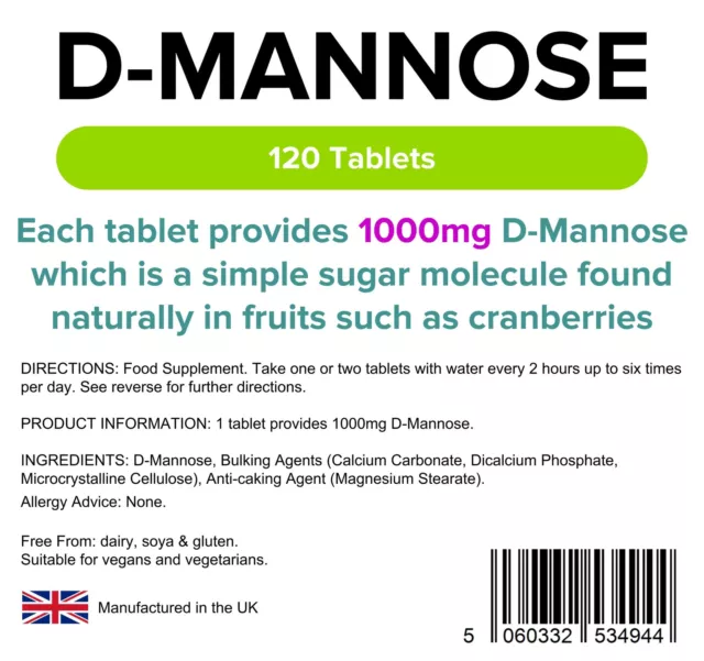 D-Mannose 1000mg - 120 Tabletten - [Lindens 4944]