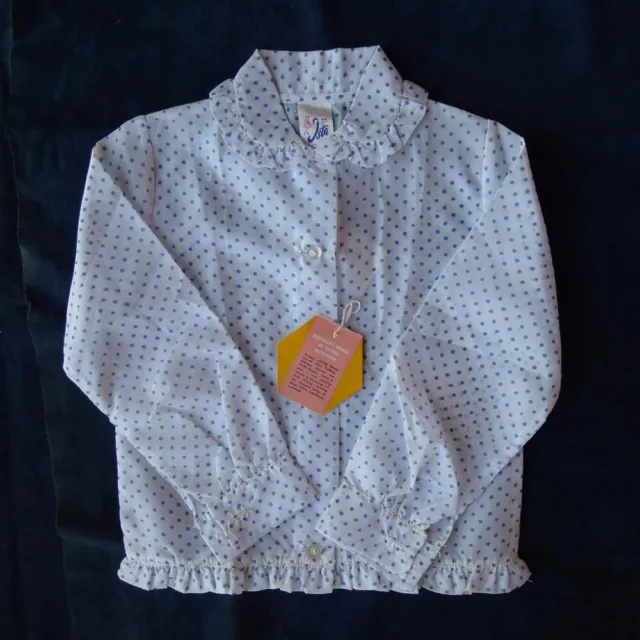 Vintage 60s NWT unused 2 - 3 years girls toddler shirt top spots ‘Ista’ 