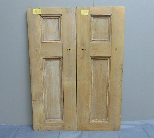 Pair Pine Victorian Alcove Cupboard Doors ref 113D