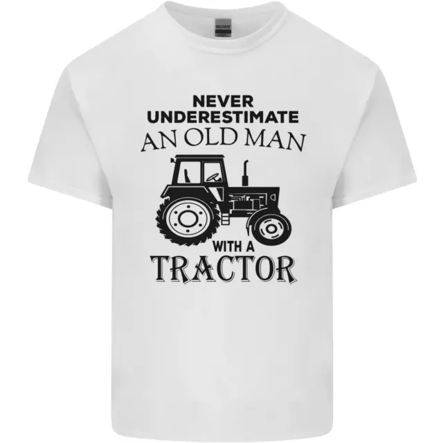 Old Man With a Tractor Driver Farmer Farm Mens Cotton T-Shirt Tee Top