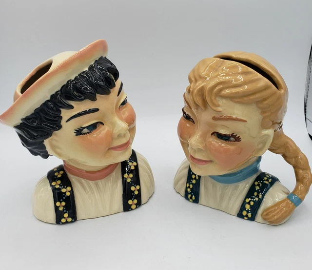 Vintage Ceramic Sven Svea Head Vases Ceramic Arts Studio Madison WI 5.5"