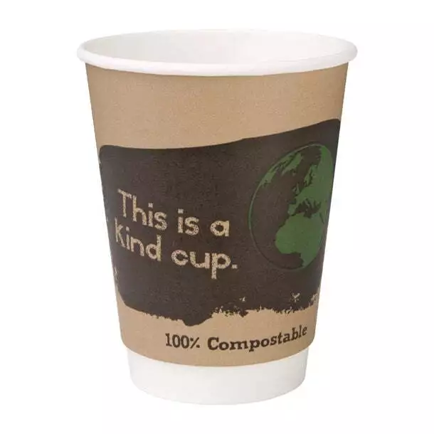 Fiesta Compostable Coffee Cups Double Wall 355ml / 12oz (Pack of 500) PAS-DY987