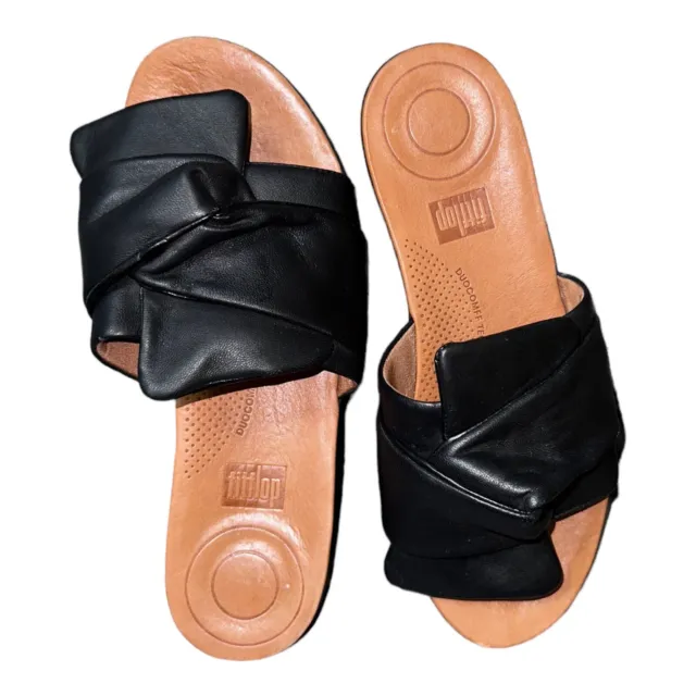 Fitflop Slide Sandals Womens Multicolor Black Leather Upper Size 7M