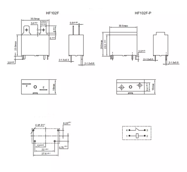 Power Relay JQX-102F-12VDC Equal to:HF102F-12VDC SPST 20A 250VAC 2