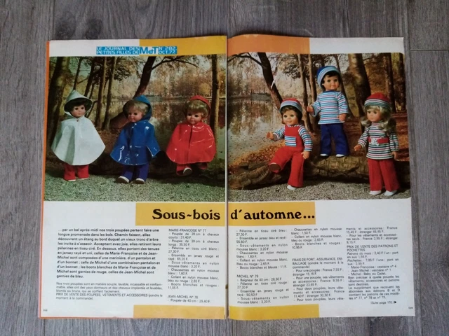 Page De Magazine Poupée Marie-Françoise Jean-Michel Modes Et Travaux Avril 1974