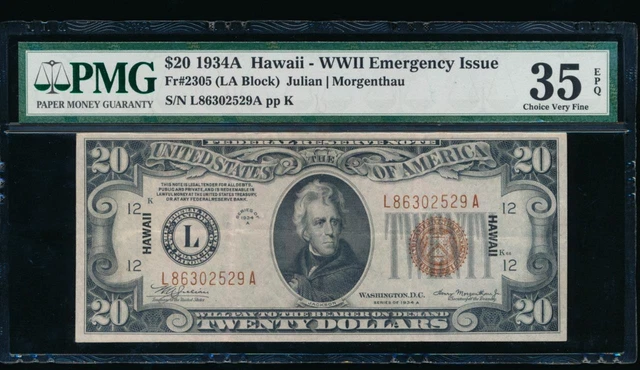 AC Fr 2305 1934A Hawaii $20 PMG 35 EPQ