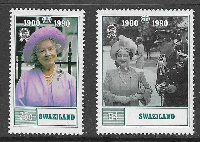 Swaziland Sg570/1 1990 90° Compleanno Della Regina Madre Nuovo Nuovo Di Zecca