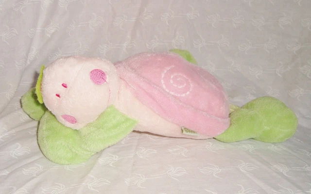 Peluche plush doudou tortue Kimbaloo Baby rose & verte (30cm) tbé