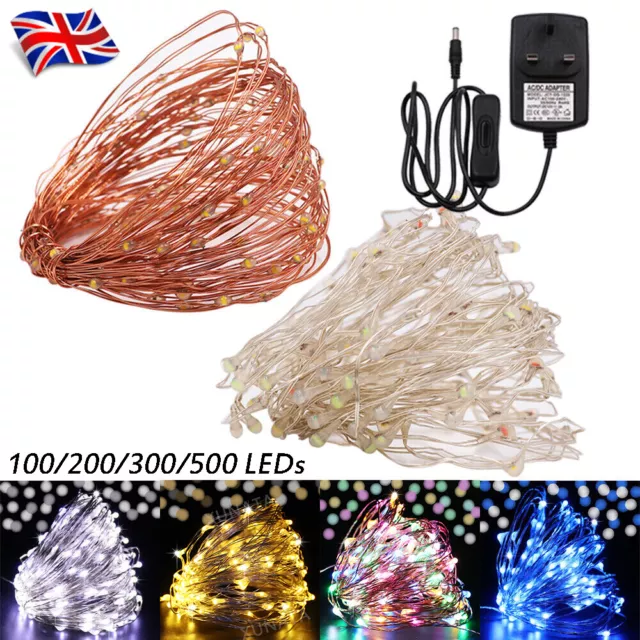 Fairy String Lights Mains Plug In Christmas Wedding Party 100-500 LED White Blue
