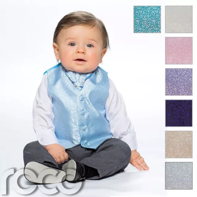 Baby Boys Waistcoat Suit, Page Boy Suits, Grey Trousers, Swirl Pattern