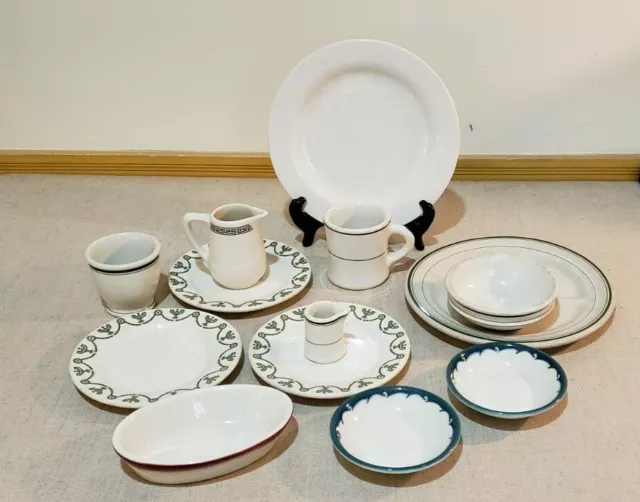 Vintage 13 Pieces Random Old Restaurant Diner Dishes Syracuse Jackson Carr More