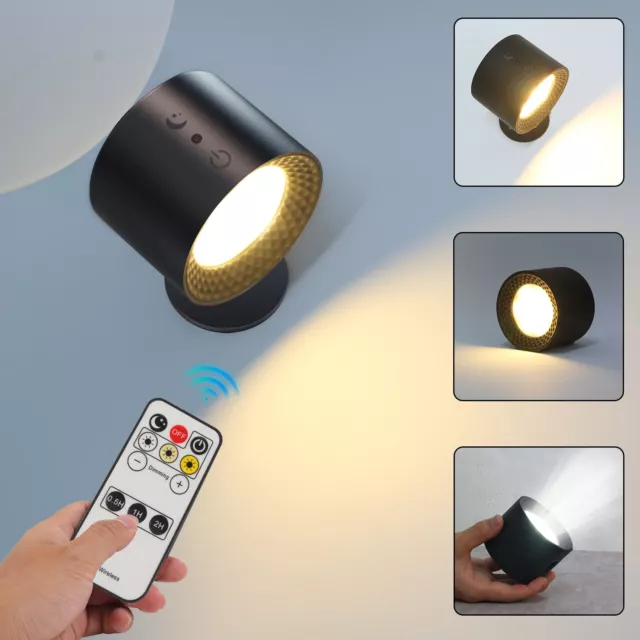 360° LED Wall Light USB Dimmable Touch Remote Spotlight ​Bedside Sconce Lamp US