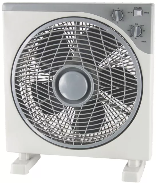 Nordic 30cm Box Fan Portable Floor Desk Air Circulator Timer Cooler 3 Speed