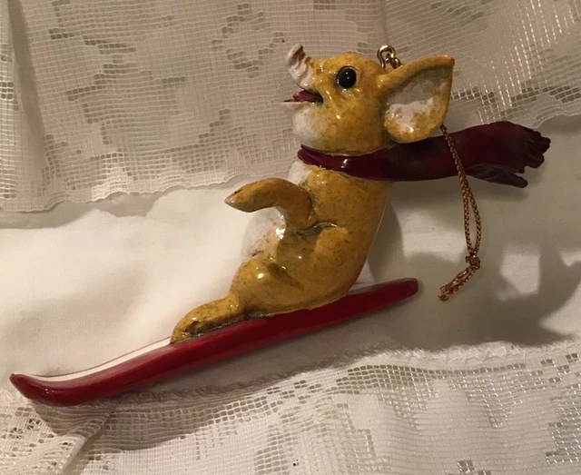 Kitty's Critters Skiing Piglet Christmas Ornament