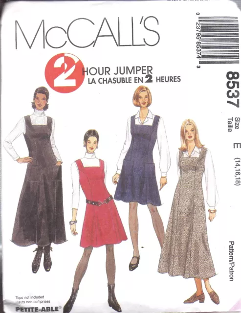 8537 UNCUT Vintage McCalls SEWING Pattern 2 HR Jumper Princess Seams OOP NEW FF