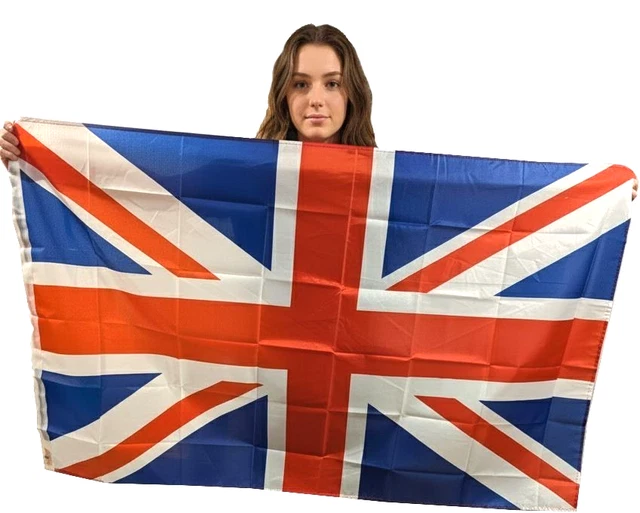 Bandiera Union Jack Gran Bretagna 90x60cm Con Occhielli - Festa Re, VE Day, Eventi Sportivi - 2