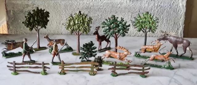 antik Blei -Zinnfiguren Jagd Wild von Diorama Gbr Schneider Leipzig um 1910