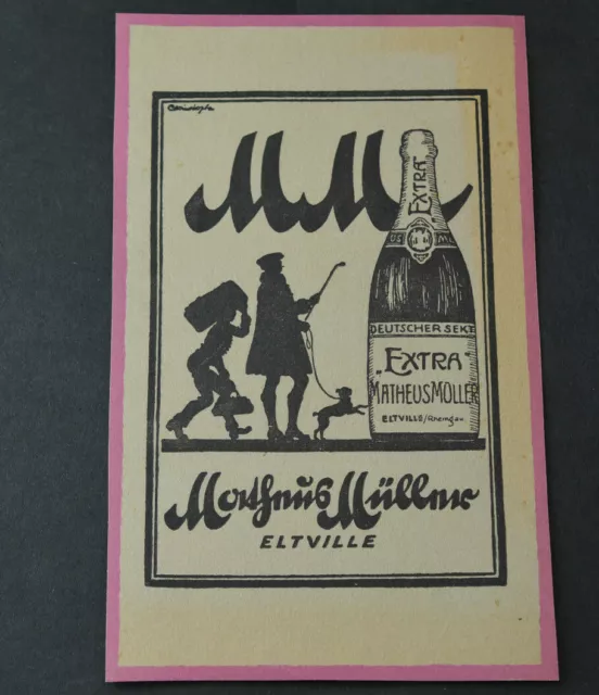 Alte Werbung Reklame Anzeige MM Sekt Matheus Müller um 1919 180g/m² Karton 2