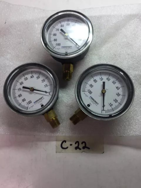 3 Ashcroft Low Pressure Gauges 1YA-15229-029 Range:100IWV New No Box