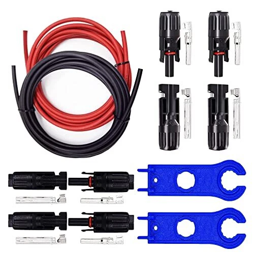 HUAZIZ 2Pcs 2M66ft Câble d’Extension de Panneau Solaire 40mm² 12AWG Fil de Co...