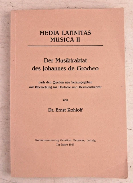 ANCIENNE NOTES DE Musiktraktat Johannes De Grocheo Media Latinitas
