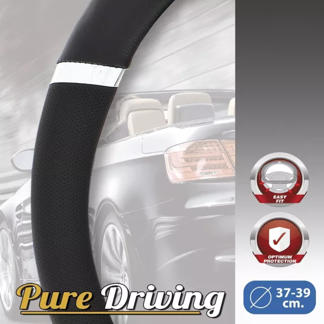 Genuine Sumex Speed Grip Car Steering Wheel Sleeve Cover - Black & Chrome