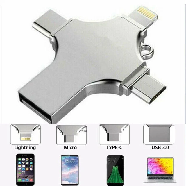 Memory Stick 4 IN 1 OTG USB 3.0 Type C Flash Drive iPhone iPad Android 256GC