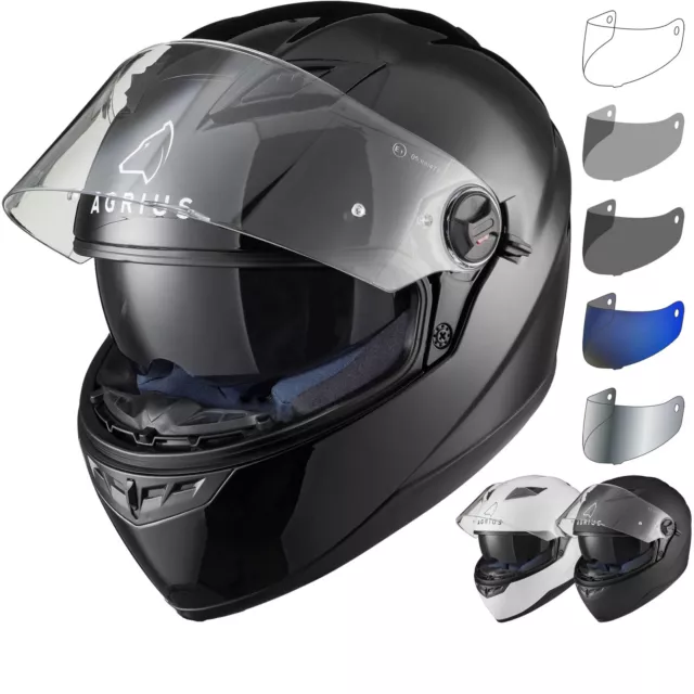 Agrius Rage SV Solid Motorcycle Helmet & Visor Sun Visor Full Face Motorbike 2