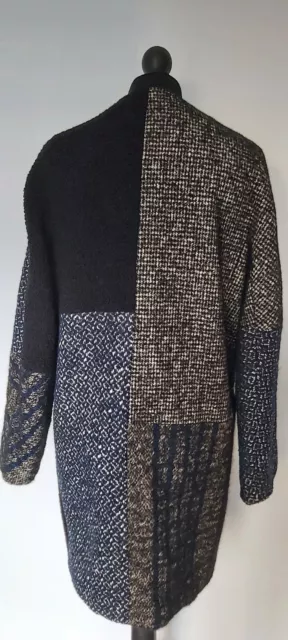 LADIES JIGSAW Wool Alpaca Mohair Tweed Check Long Coat UK Size S
