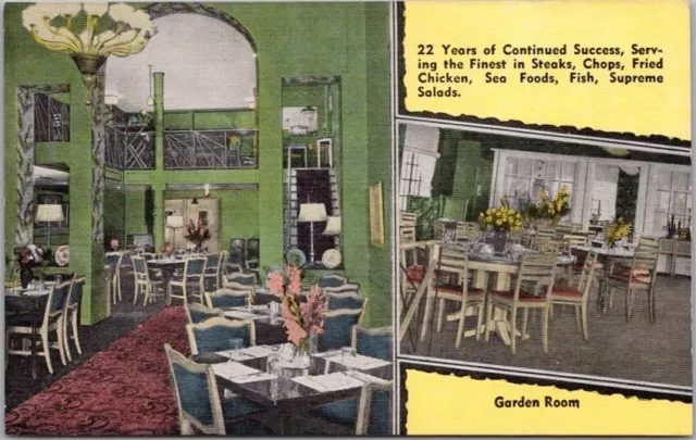 c1940s OAK PARK, Illinois Postcard "STUDIO RESTAURANT" Two Views / Kropp Linen